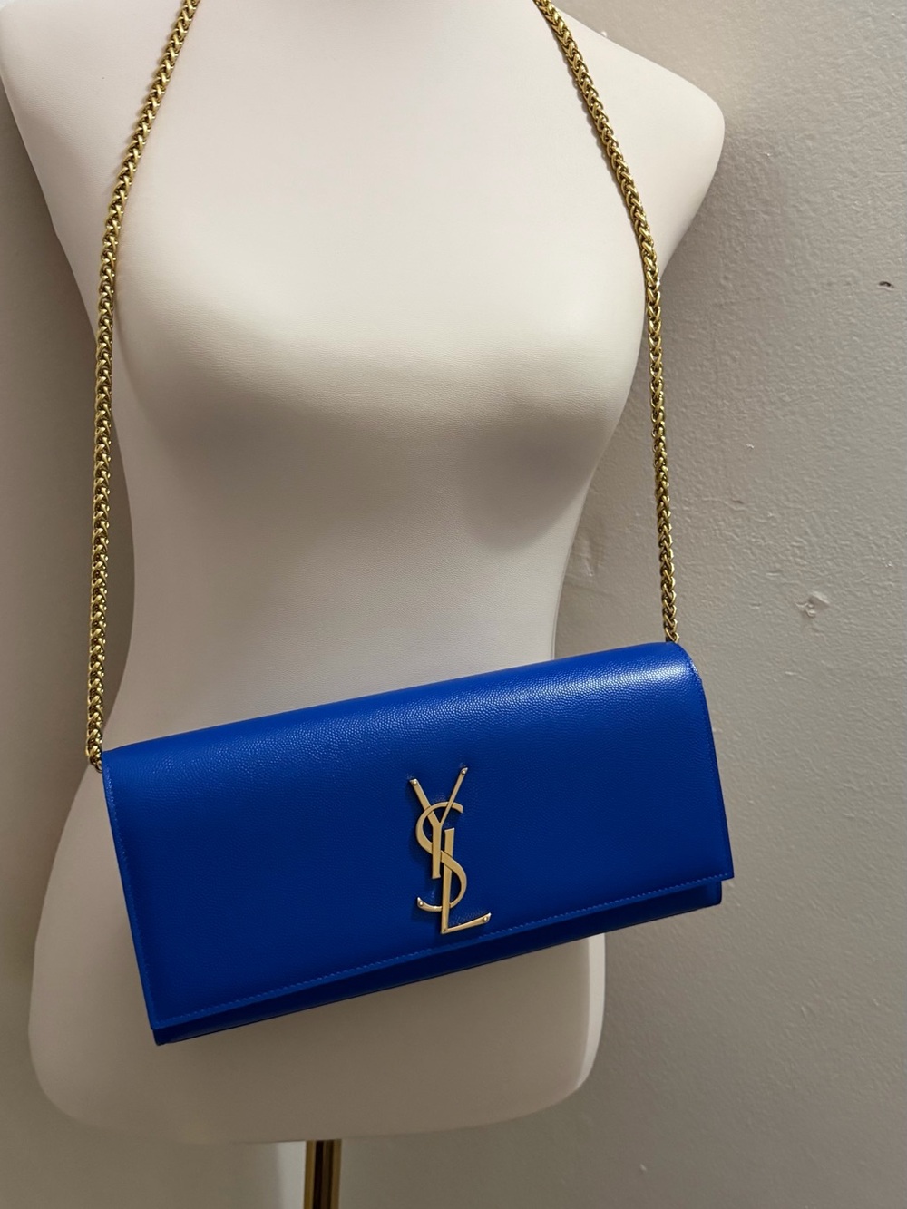 Saint Laurent Blue Monogram Clutch